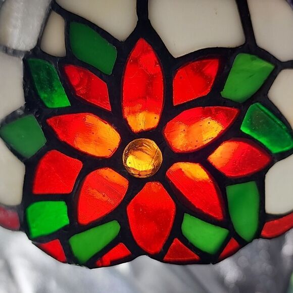 Tiffany Style Stained Glass Small Poinsettia Lamp Shade - Picture 2 of 8